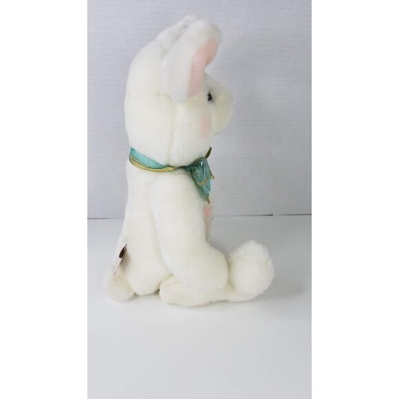 Gund Plush 11" Bunny Rabbit White Stuffed Animal Sitting Green Gold Ribbon - Picture 6 of 10